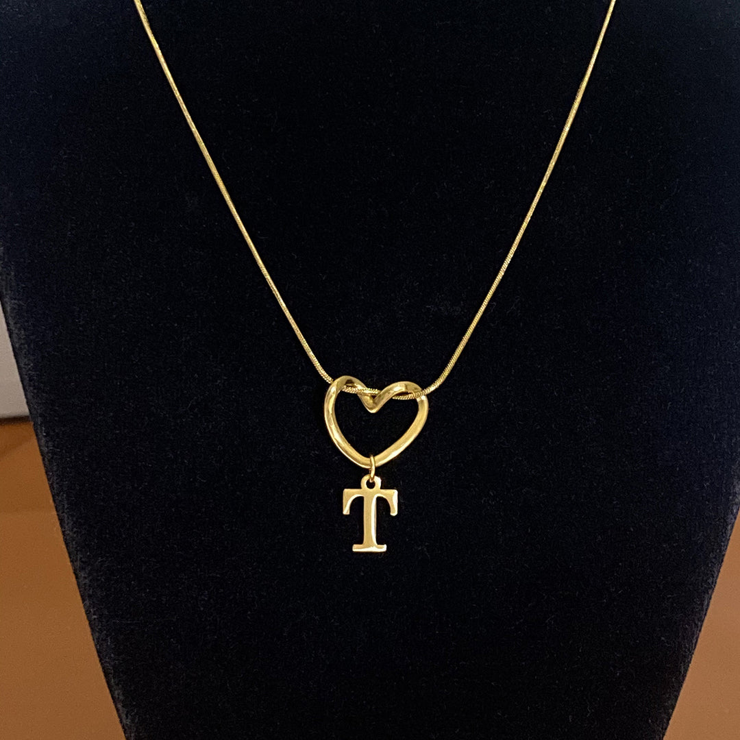 Heart & Initial Choker Set (Light Luxury Niche Personalized Necklace)