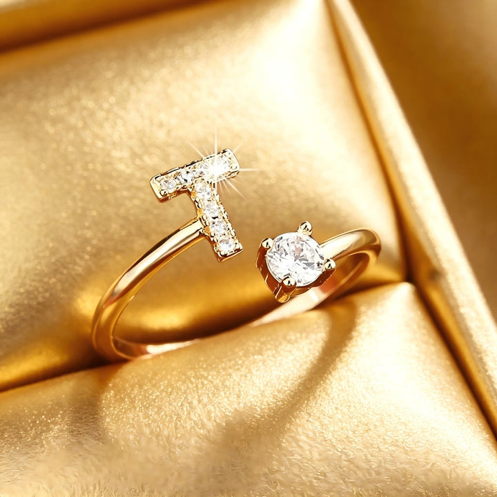 Initial Diamond Open Ring