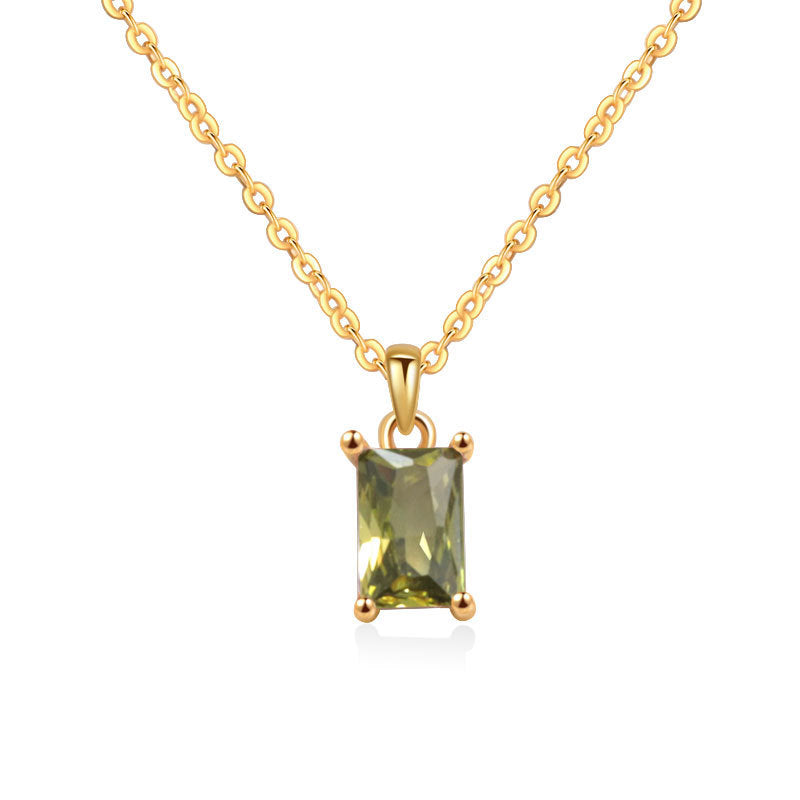 Multicolor Rectangular Diamond Pendant Necklace