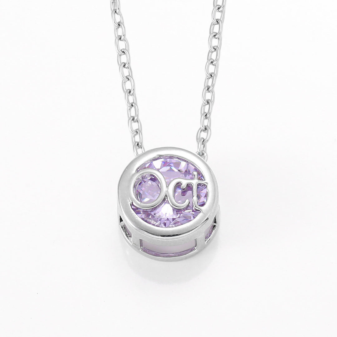12‑Month Birthstone Round Letter Pendant Necklace, Multi‑Color Options