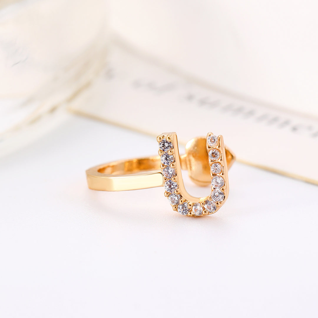 A-Z 26 Letters Paved Diamond Ear Cuffs, Adjustable Diamond Ear Cuffs For Non-Pierced Ears