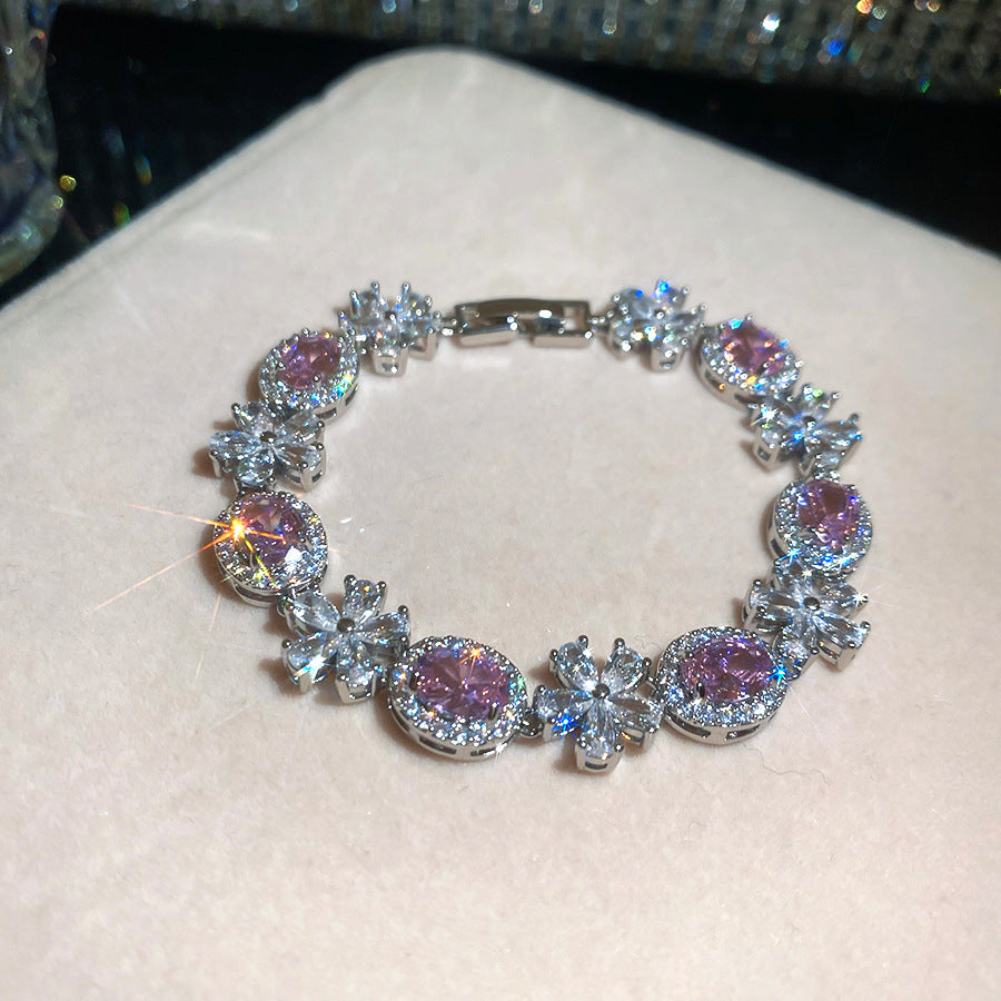 Gemstone & Flower Diamond Tennis Bracelet (Multi-Color Luxury Statement Bangle)