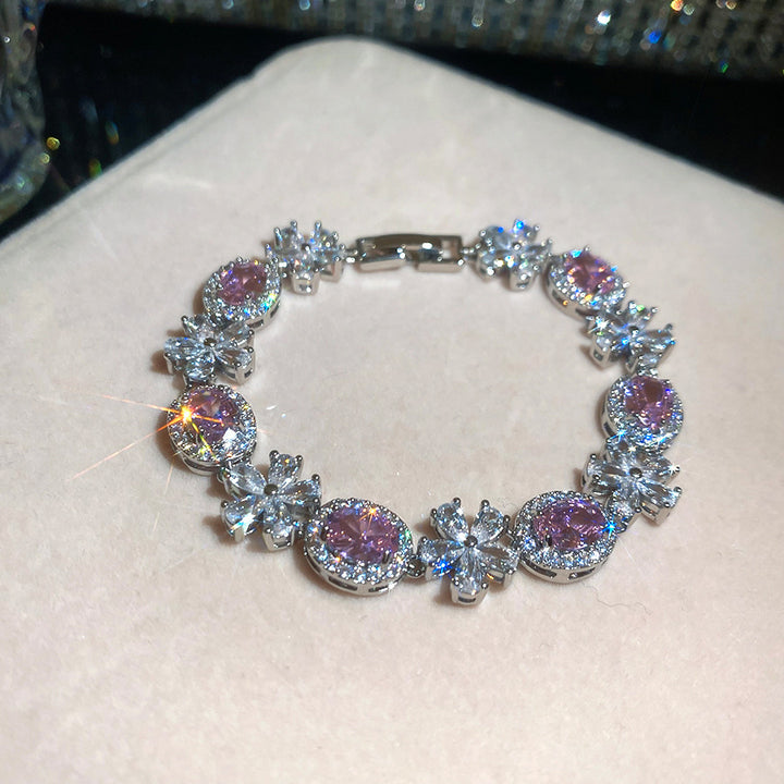 Gemstone & Flower Diamond Tennis Bracelet (Multi-Color Luxury Statement Bangle)