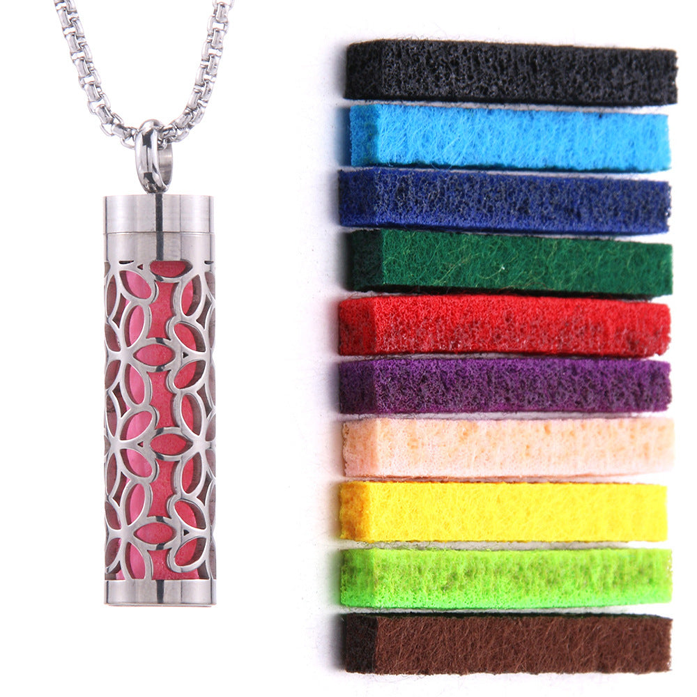 Cylindrical Hollow Aromatherapy Necklace Set (Light Luxury Niche Fragrance Necklace)