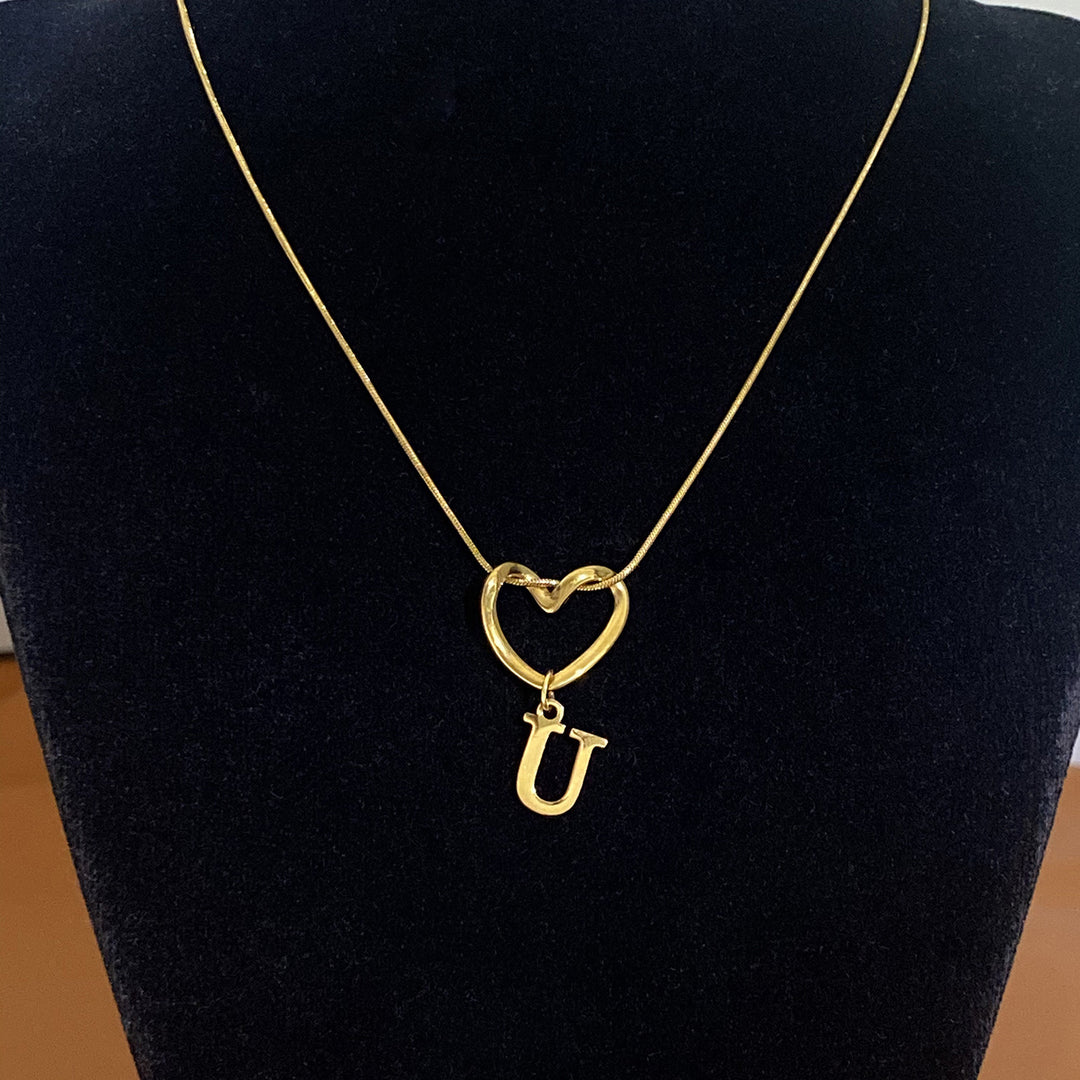 Heart & Initial Choker Set (Light Luxury Niche Personalized Necklace)