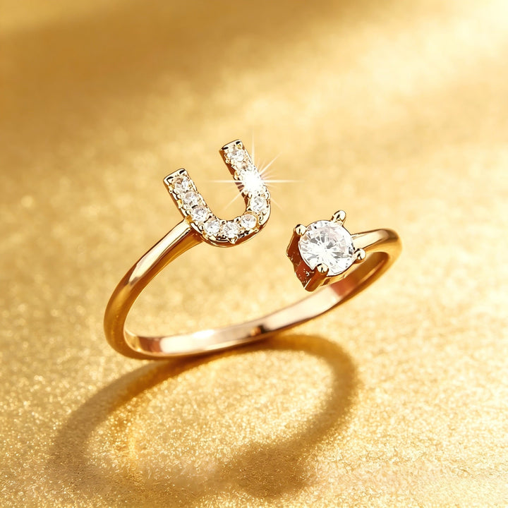 Initial Diamond Open Ring