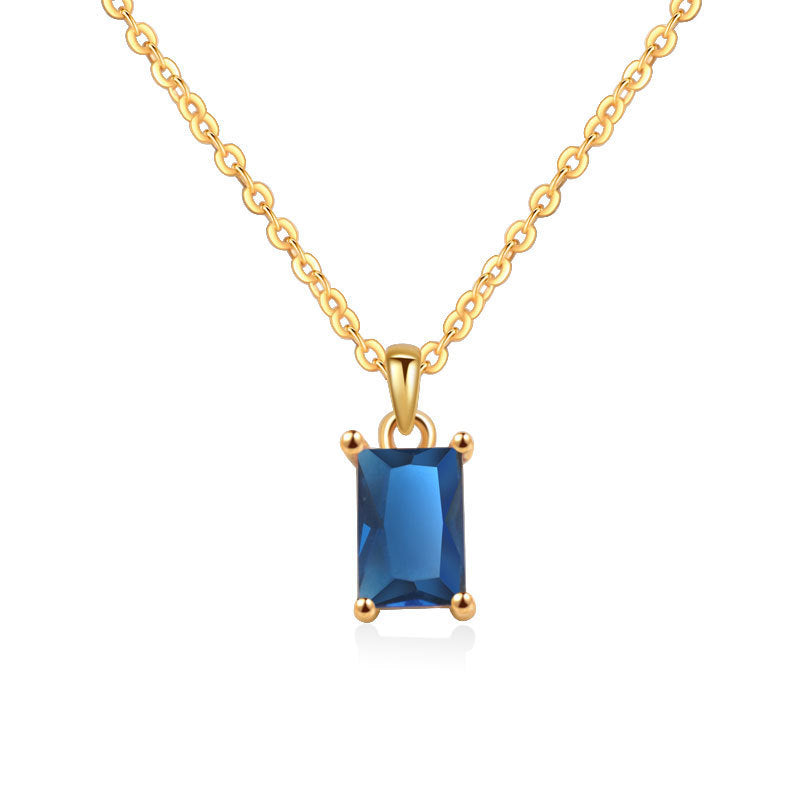 Multicolor Rectangular Diamond Pendant Necklace