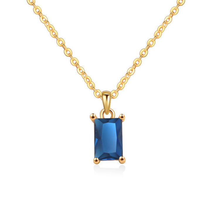 Multicolor Rectangular Diamond Pendant Necklace
