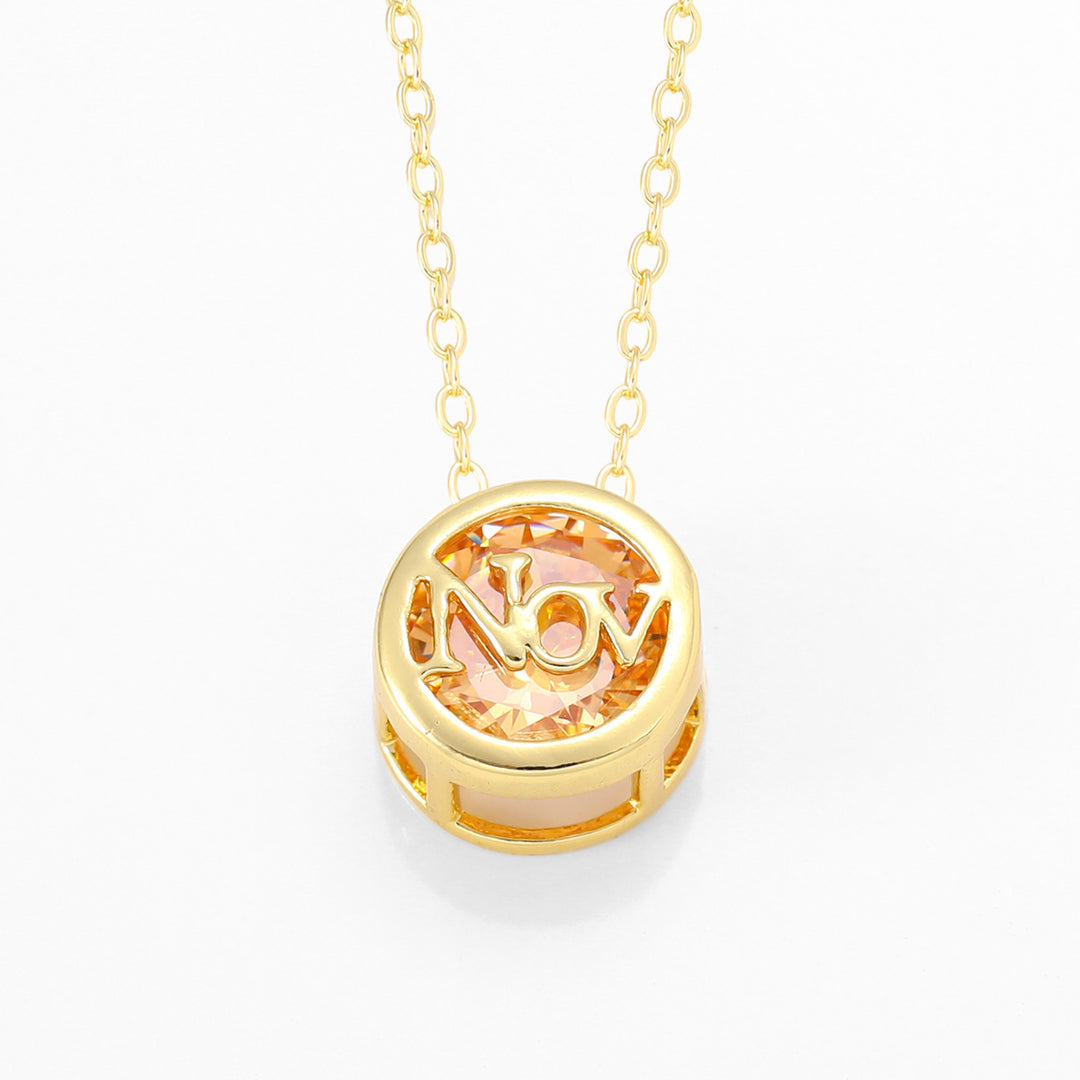 12‑Month Birthstone Round Letter Pendant Necklace, Multi‑Color Options
