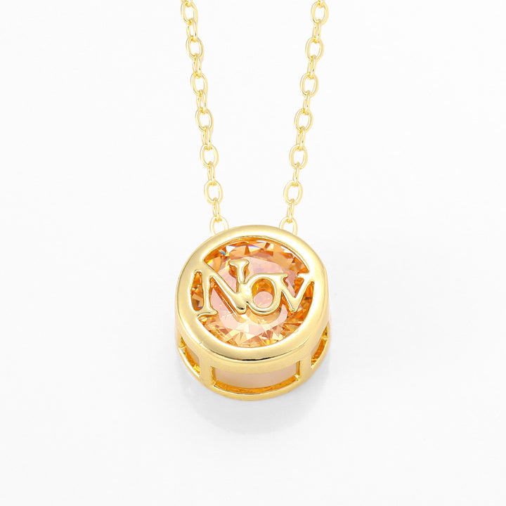 12‑Month Birthstone Round Letter Pendant Necklace, Multi‑Color Options