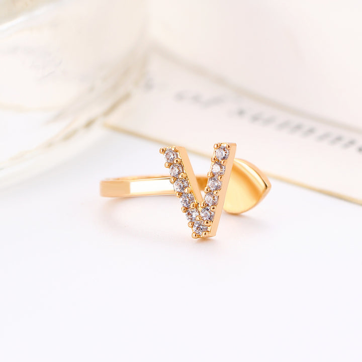 A-Z 26 Letters Paved Diamond Ear Cuffs, Adjustable Diamond Ear Cuffs For Non-Pierced Ears