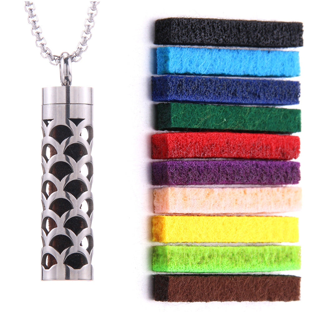 Cylindrical Hollow Aromatherapy Necklace Set (Light Luxury Niche Fragrance Necklace)