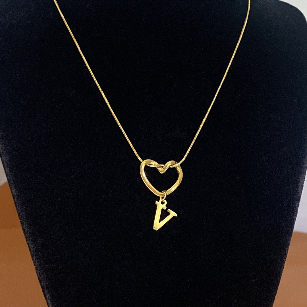 Heart & Initial Choker Set (Light Luxury Niche Personalized Necklace)