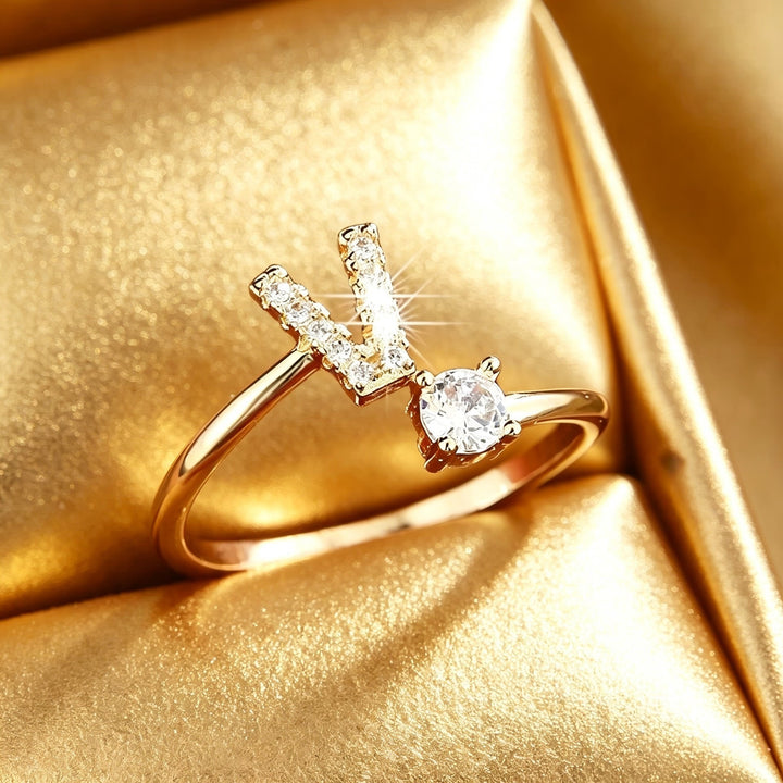 Initial Diamond Open Ring