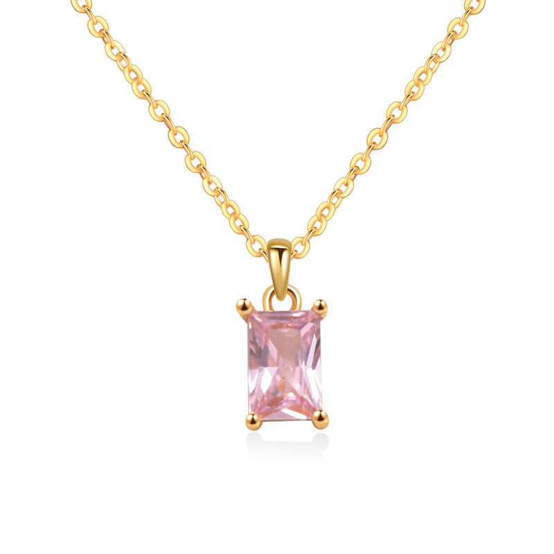 Multicolor Rectangular Diamond Pendant Necklace