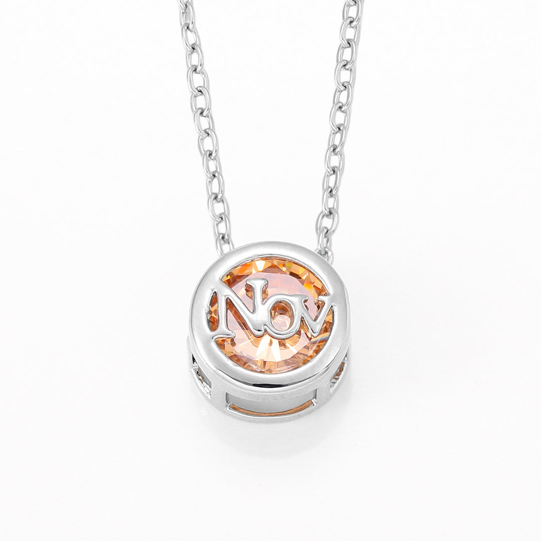 12‑Month Birthstone Round Letter Pendant Necklace, Multi‑Color Options