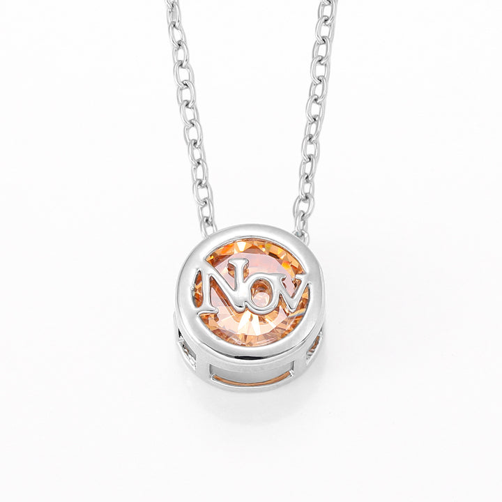 12‑Month Birthstone Round Letter Pendant Necklace, Multi‑Color Options
