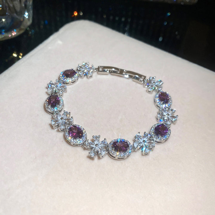 Gemstone & Flower Diamond Tennis Bracelet (Multi-Color Luxury Statement Bangle)