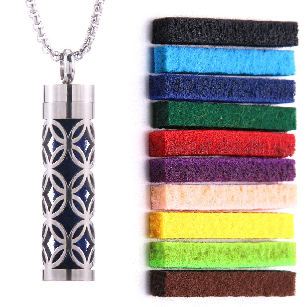 Cylindrical Hollow Aromatherapy Necklace Set (Light Luxury Niche Fragrance Necklace)
