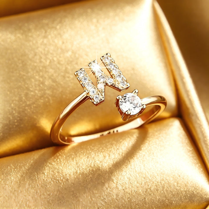 Initial Diamond Open Ring