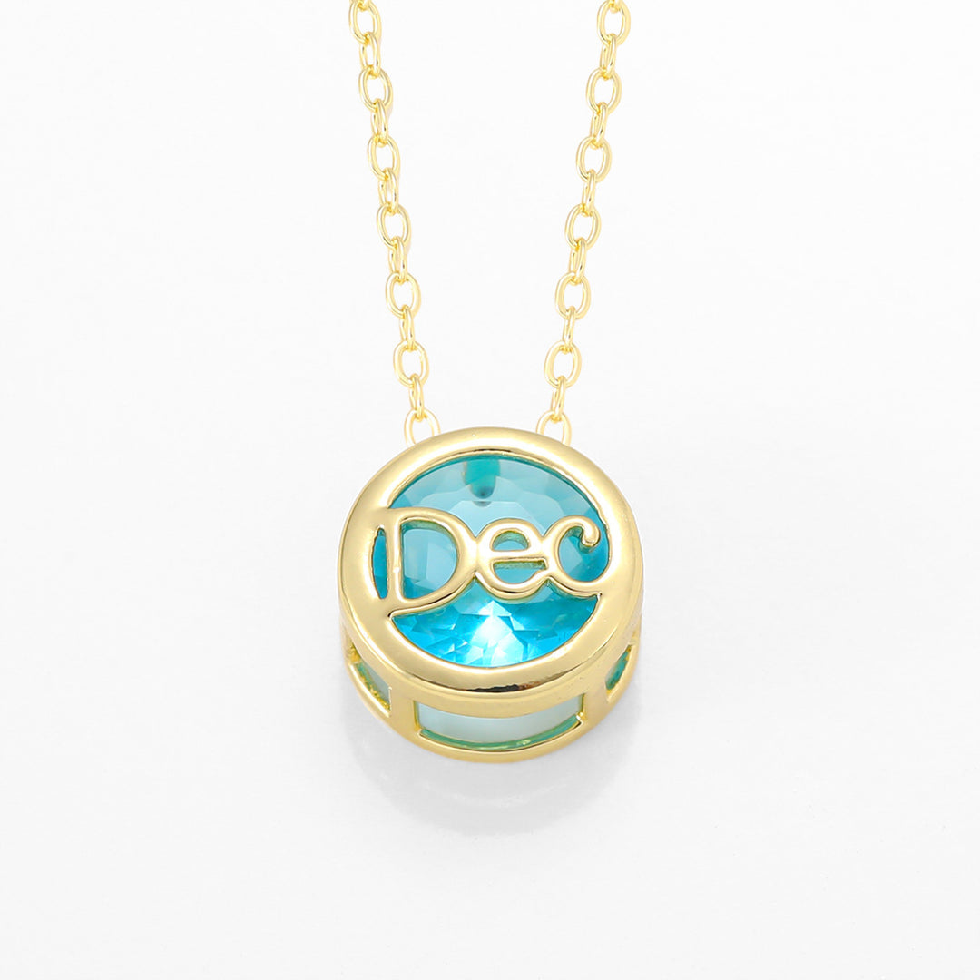 12‑Month Birthstone Round Letter Pendant Necklace, Multi‑Color Options