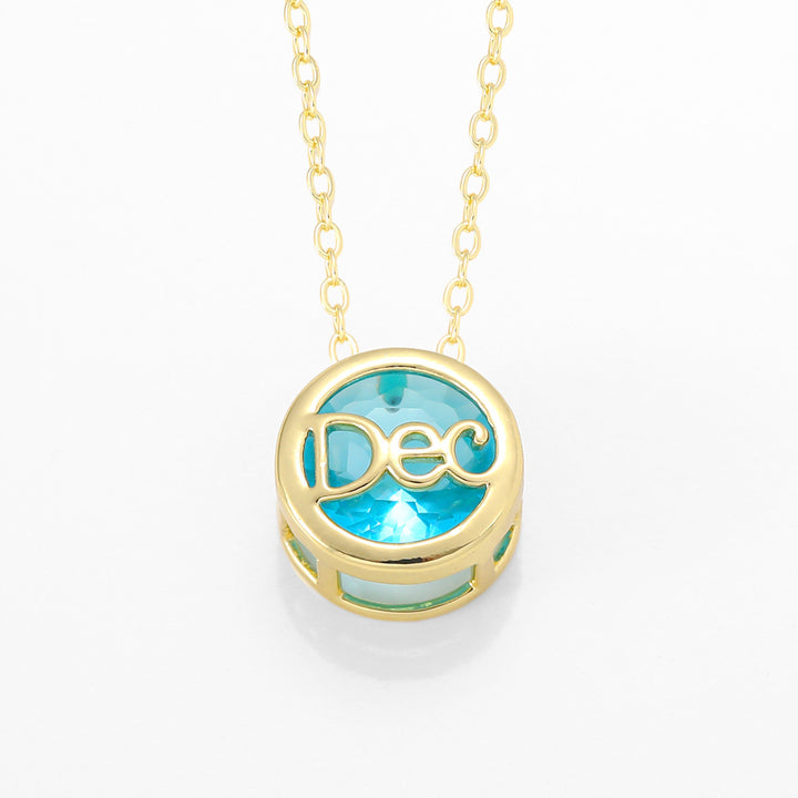 12‑Month Birthstone Round Letter Pendant Necklace, Multi‑Color Options