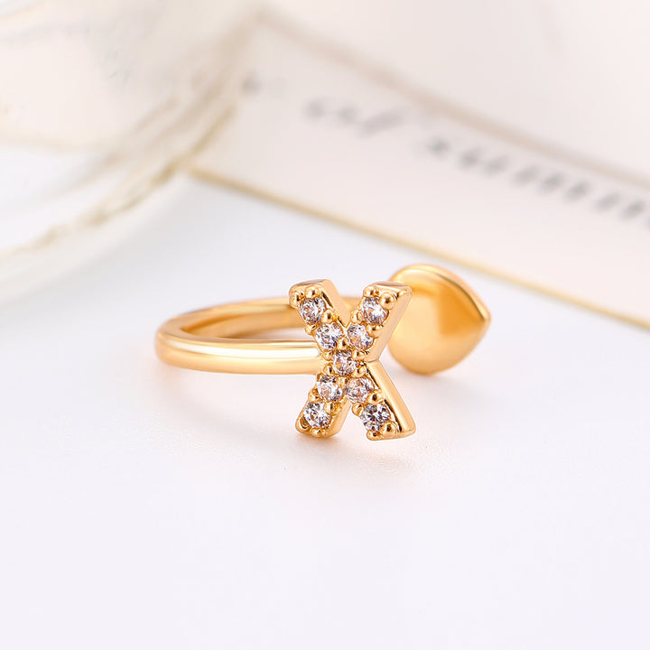 A-Z 26 Letters Paved Diamond Ear Cuffs, Adjustable Diamond Ear Cuffs For Non-Pierced Ears