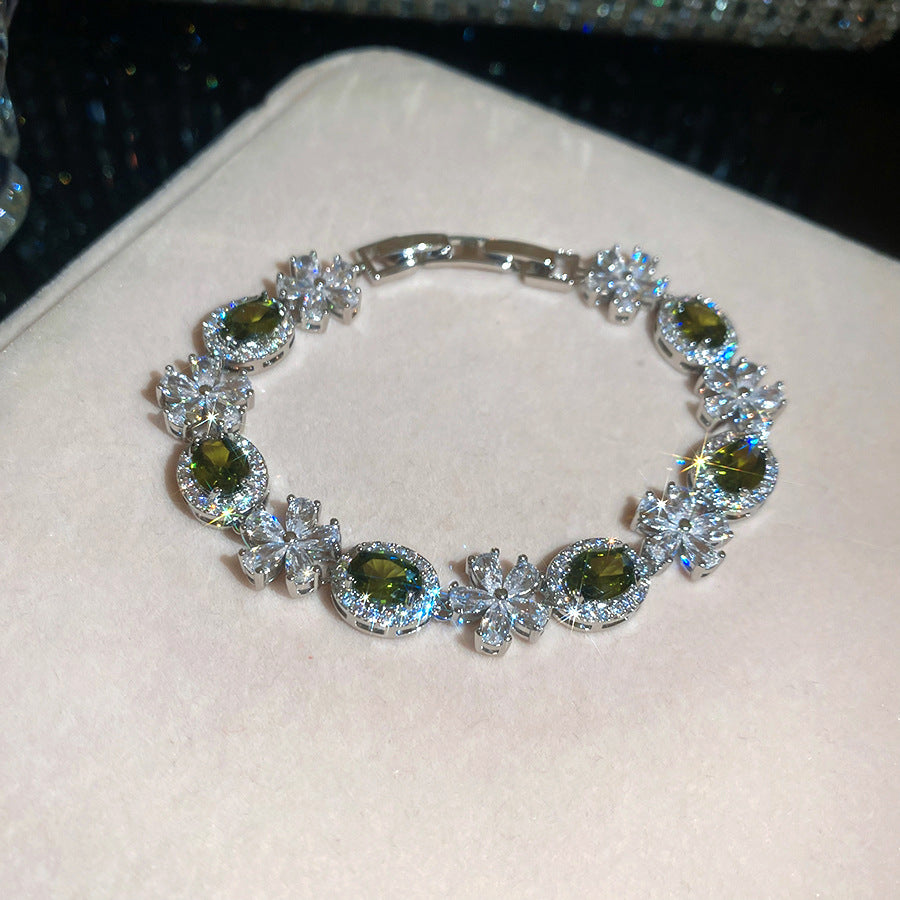 Gemstone & Flower Diamond Tennis Bracelet (Multi-Color Luxury Statement Bangle)
