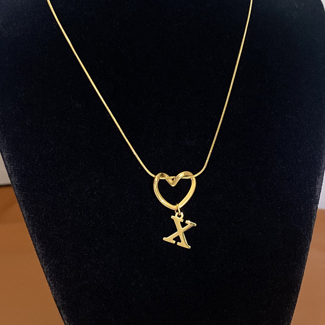 Heart & Initial Choker Set (Light Luxury Niche Personalized Necklace)