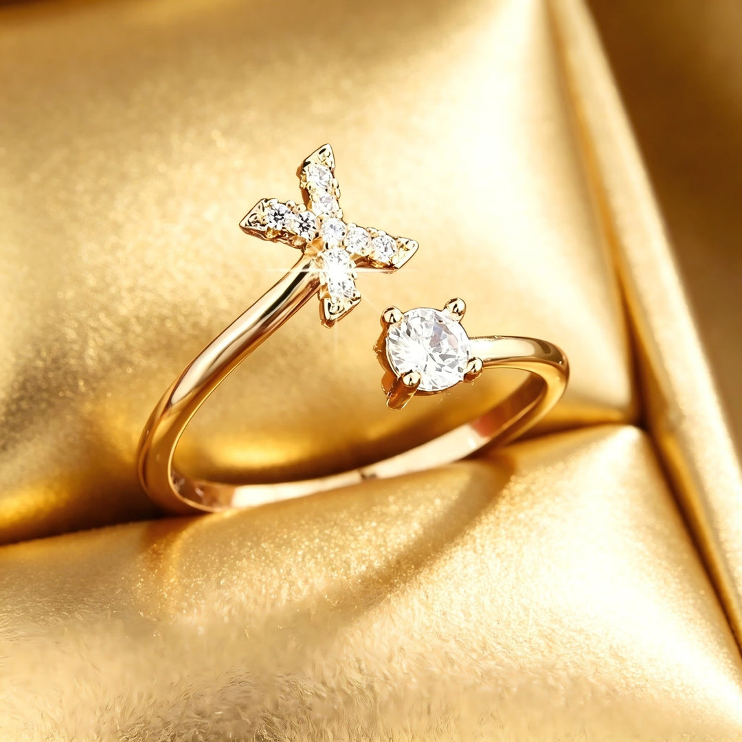 Initial Diamond Open Ring