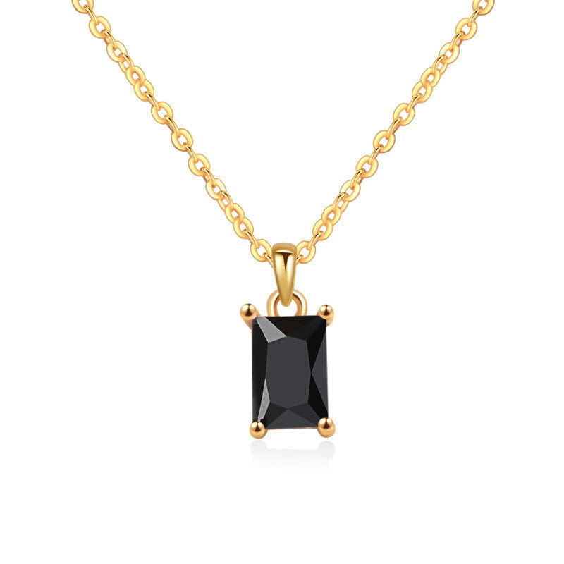 Multicolor Rectangular Diamond Pendant Necklace