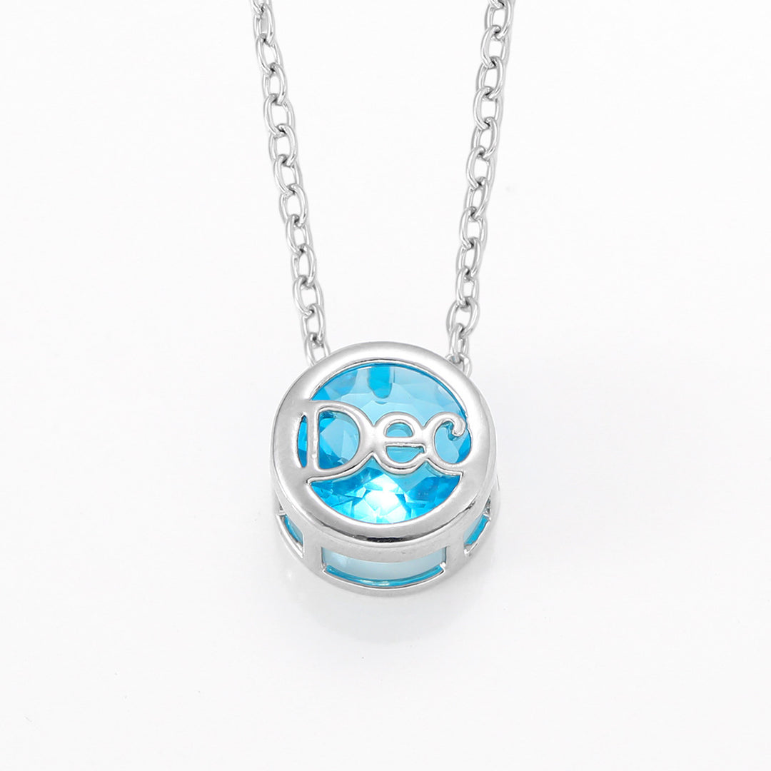 12‑Month Birthstone Round Letter Pendant Necklace, Multi‑Color Options