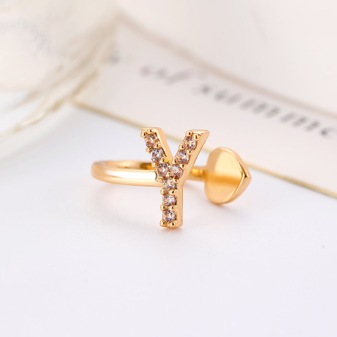 A-Z 26 Letters Paved Diamond Ear Cuffs, Adjustable Diamond Ear Cuffs For Non-Pierced Ears