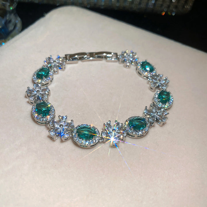 Gemstone & Flower Diamond Tennis Bracelet (Multi-Color Luxury Statement Bangle)