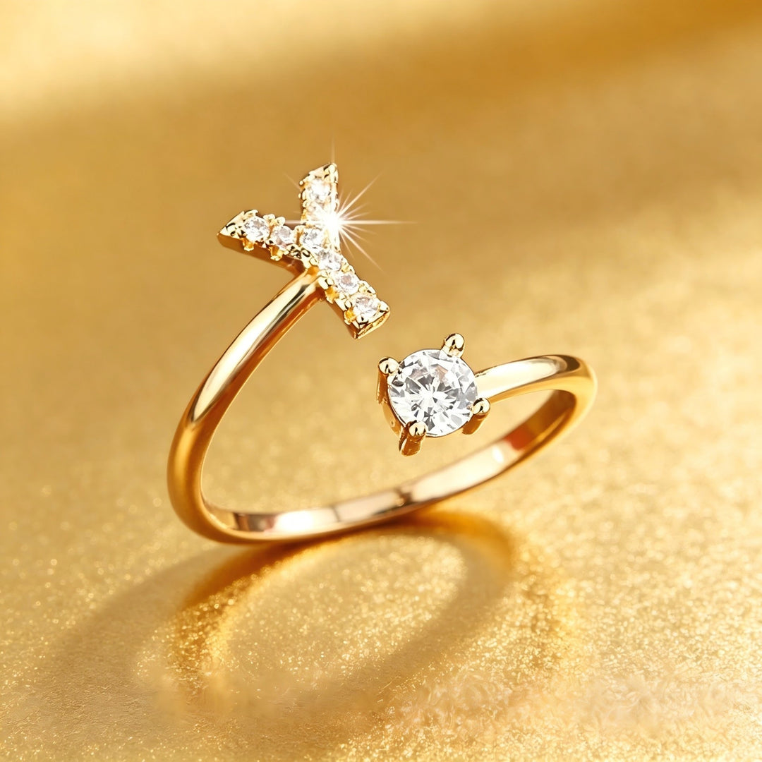 Initial Diamond Open Ring