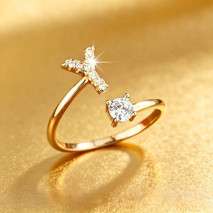 Initial Diamond Open Ring