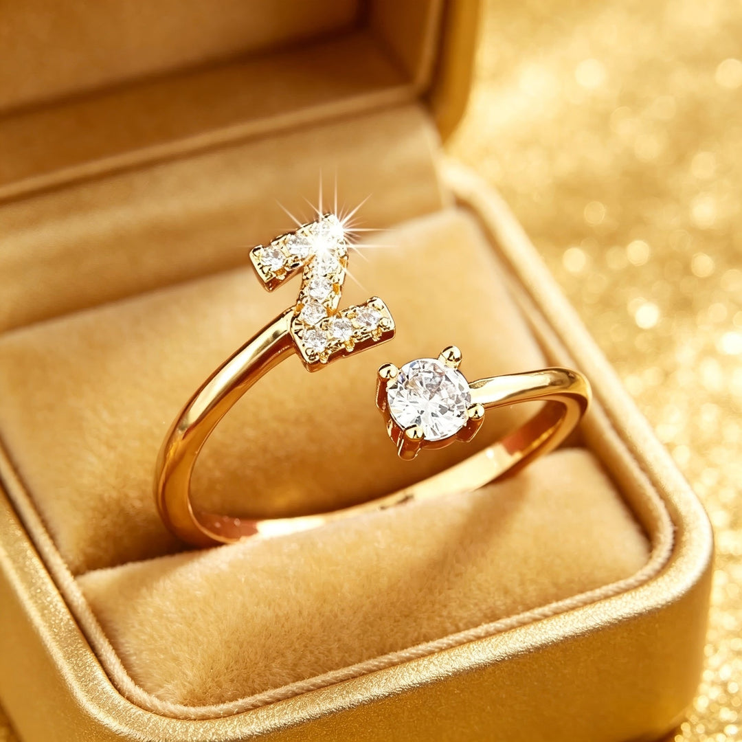 Initial Diamond Open Ring
