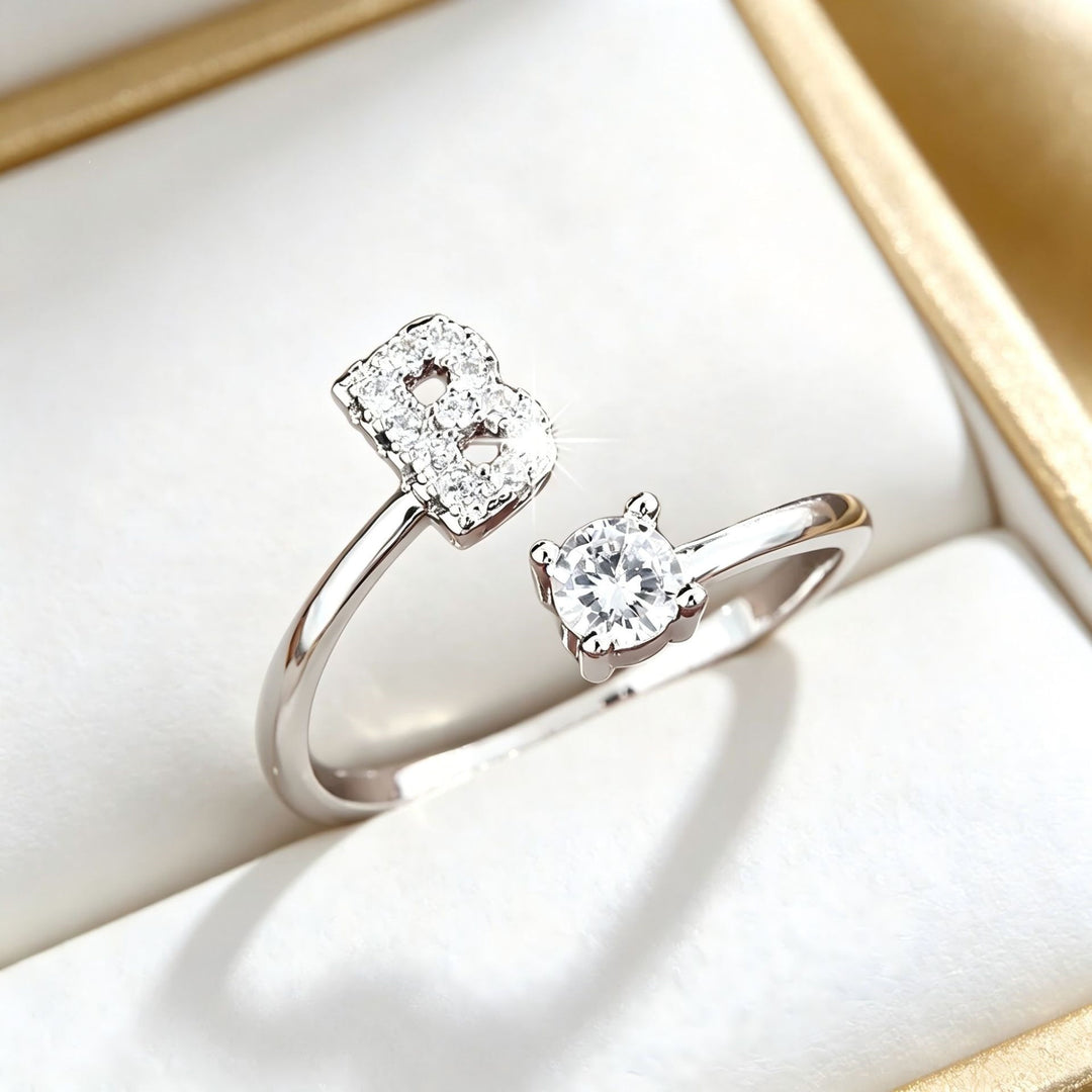 Initial Diamond Open Ring
