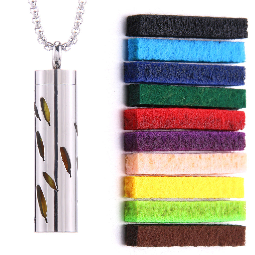 Cylindrical Hollow Aromatherapy Necklace Set (Light Luxury Niche Fragrance Necklace)