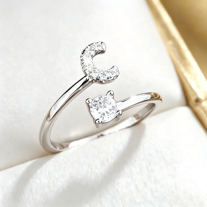 Initial Diamond Open Ring