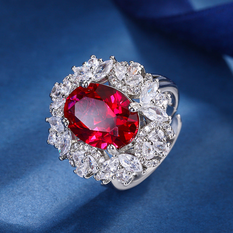 Luxury Ruby Jewelry Set with Halo (Necklace, Ring, Earrings)