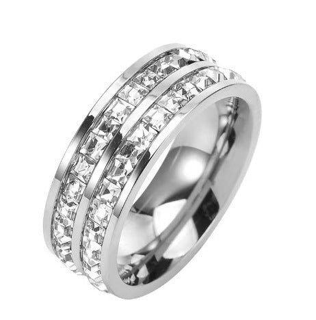 Princess Cut Single/Double Row Pave Band Ring (3 Colors Luxury Statement Ring)