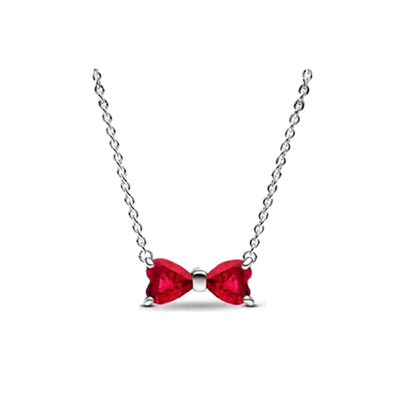 Pave Diamond Bowknot Light Luxury Jewelry Set (Necklace + Bracelet + Earrings + Ring)