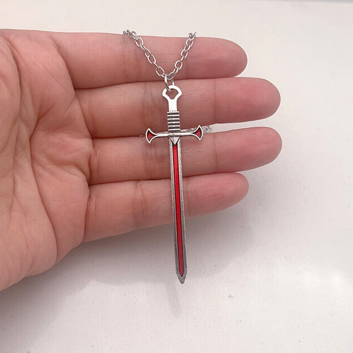 Broken Heart Sword Necklace, Dark Style Sword Through Heart Couple Pendant Set