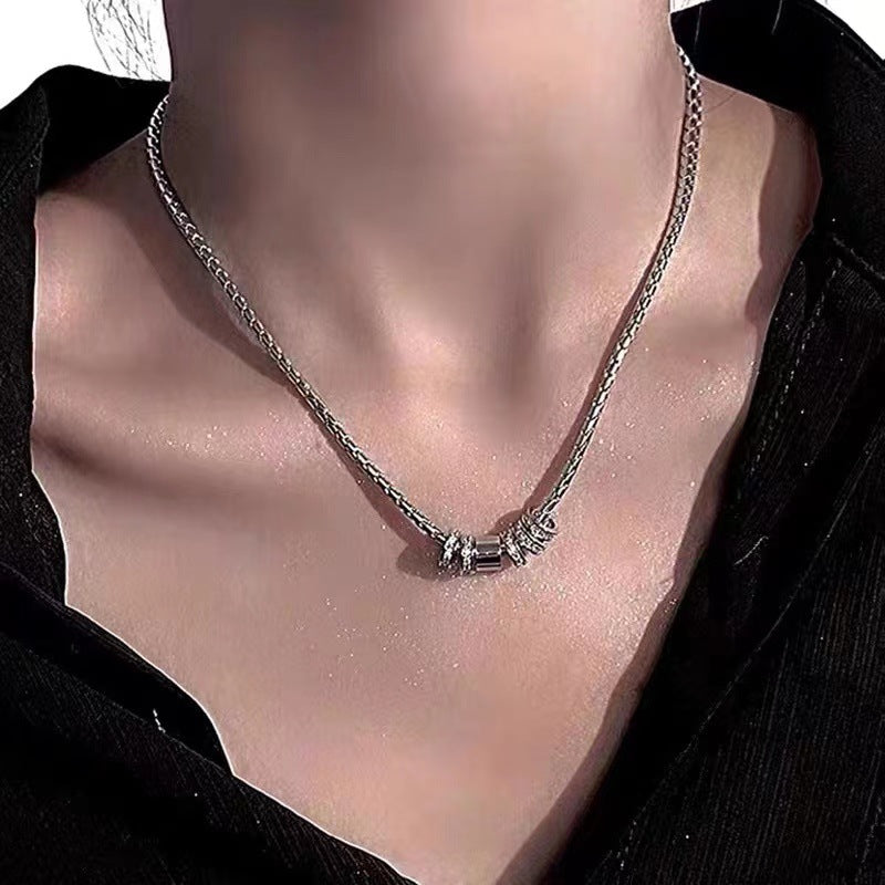 Diamond Triple Ring Spacer Pendant Necklace (Silver Tone Minimalist Luxury Choker)