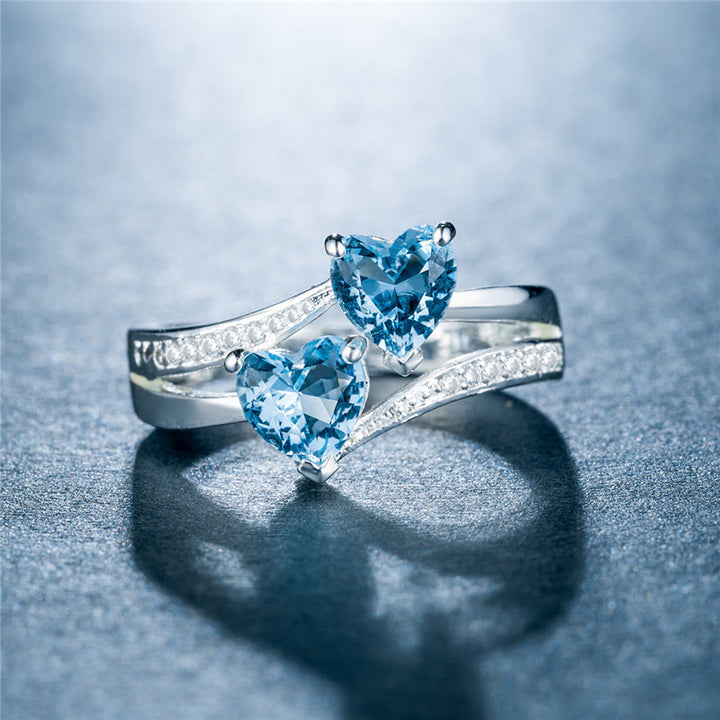 Twin‑Heart Criss‑Cross Diamond Ring For Women, Multiple‑Color Options
