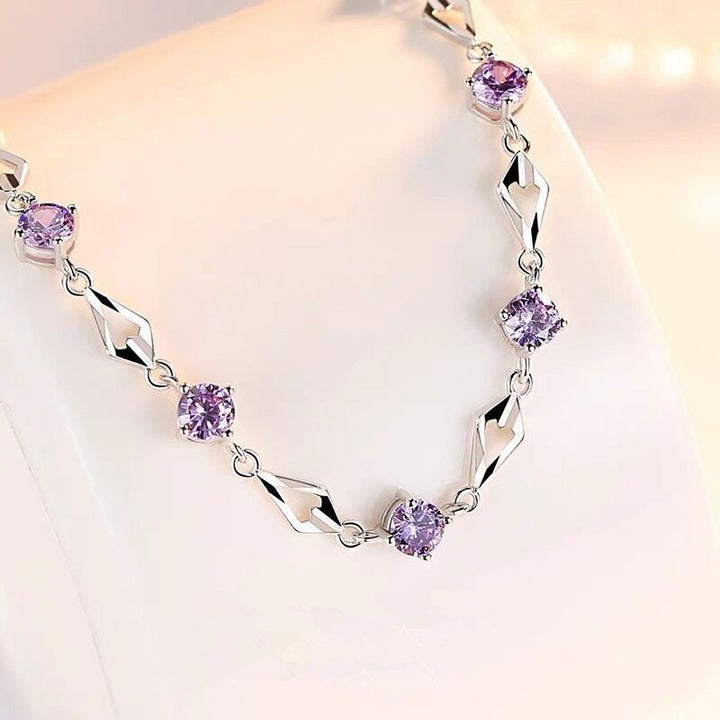 Hollow Rhombus Colored Diamond Bracelet, 3 Colors Adjustable Luxury Women Bangle
