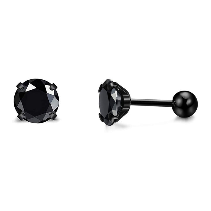4-Prong Round Diamond Threaded Stud Earrings, Multi-color S925 Silver Cartilage Piercing Jewelry