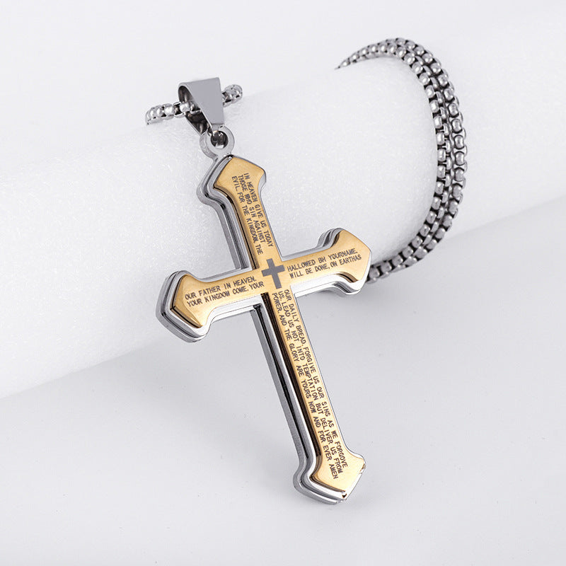 Lord's Prayer Triple Layer Cross Necklace Set (Light Luxury Niche Faithful Necklace)