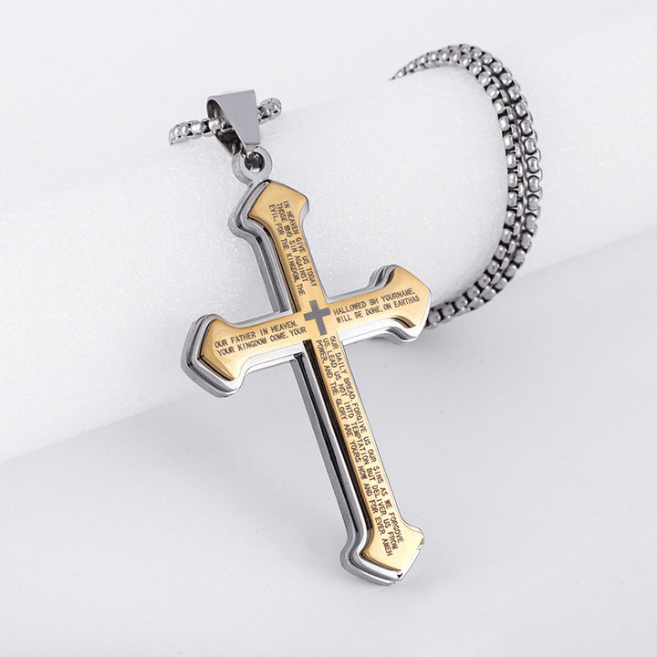 Lord's Prayer Triple Layer Cross Necklace Set (Light Luxury Niche Faithful Necklace)